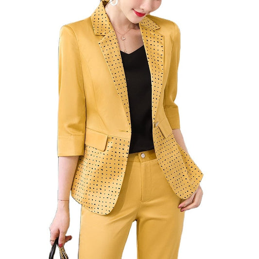 Wholesaler Two Piece Suit Set Women Elegant Pant Suits Half Sleeve Blazer Business Office Lady Work Women Fashion Suits