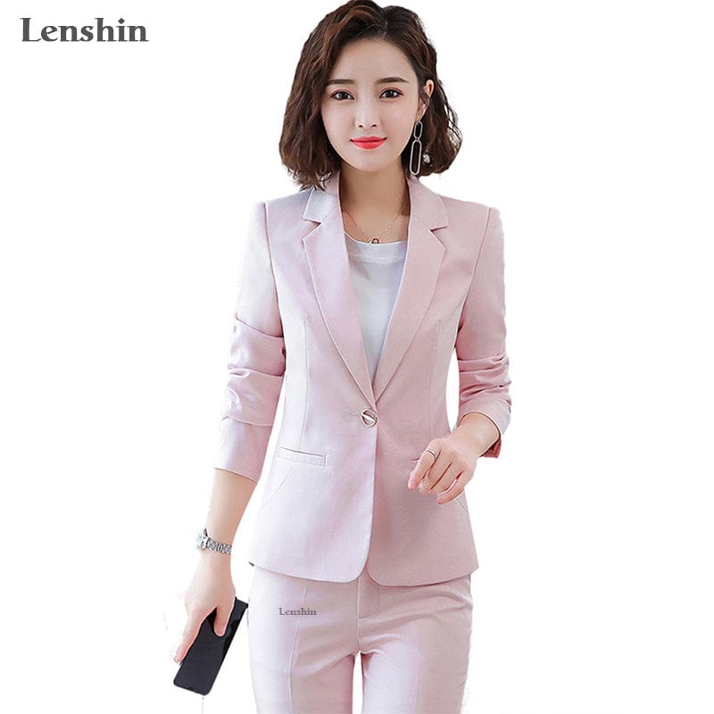 Wholesales 2 Pieces set Fashion Casual Pant Suit Office Lady Ankle-length Uniform for Women Business Work Wear with trousers