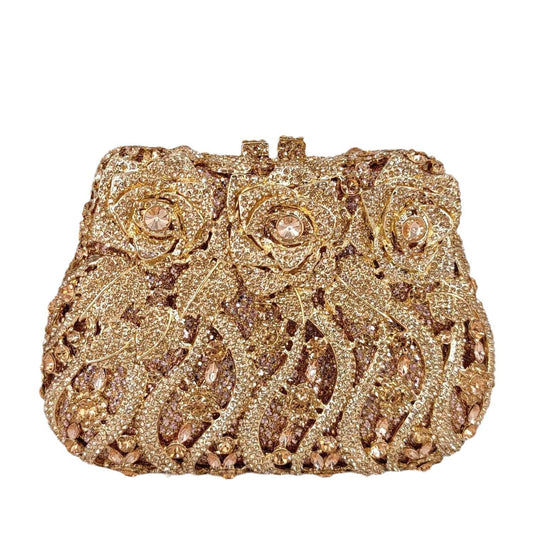 Wholesales Customized Dropping Shipping Diamond Flower Clutch Handbag Women Crystal Party Purse Rhinestone Evening Bag
