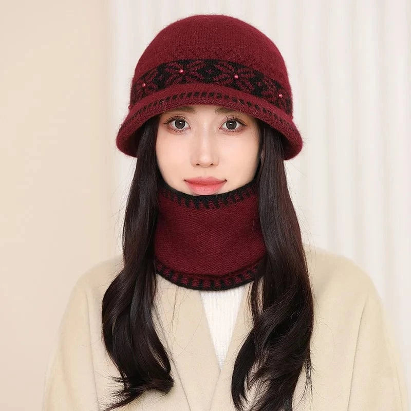 Wine Fashion elegant custom acrylic traveling middle-aged and old women warm mom winter hats