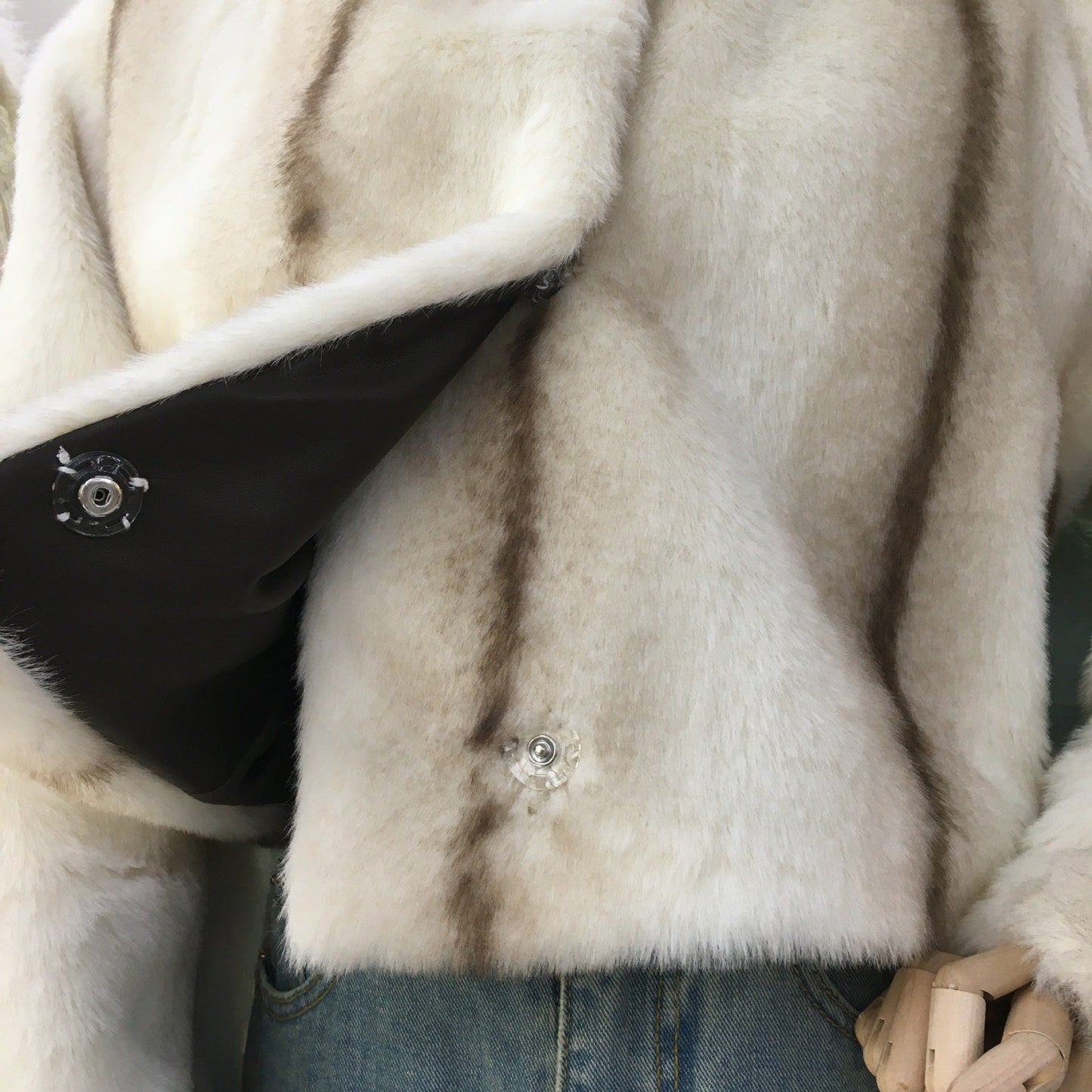 Winter 2022 new warm collar mink fur print stripe fur coat women's fashion lady fur coat