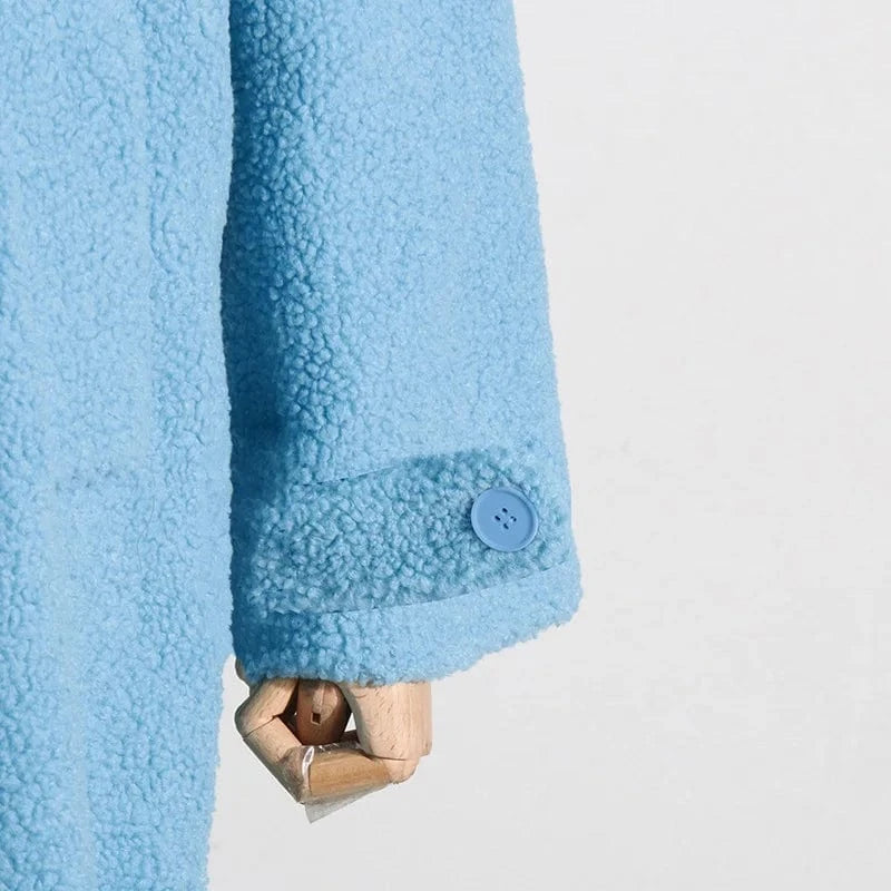 Winter 2023 New arrival women fashionable long sleeve asymmetrical design teddy fur women long coats