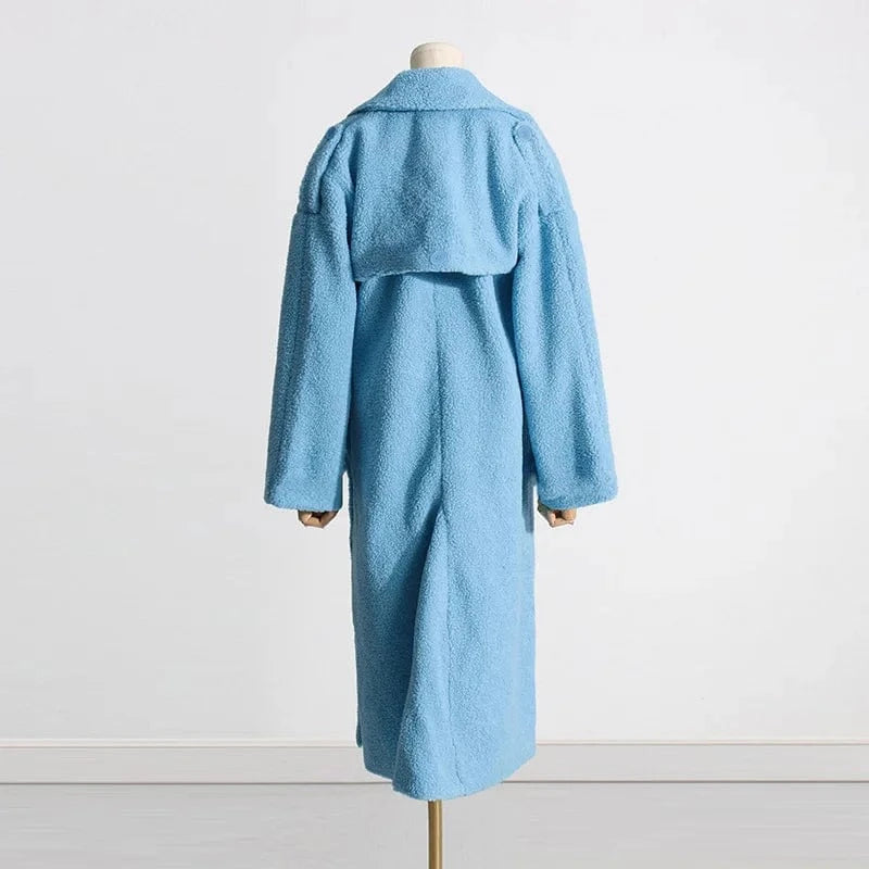 Winter 2023 New arrival women fashionable long sleeve asymmetrical design teddy fur women long coats