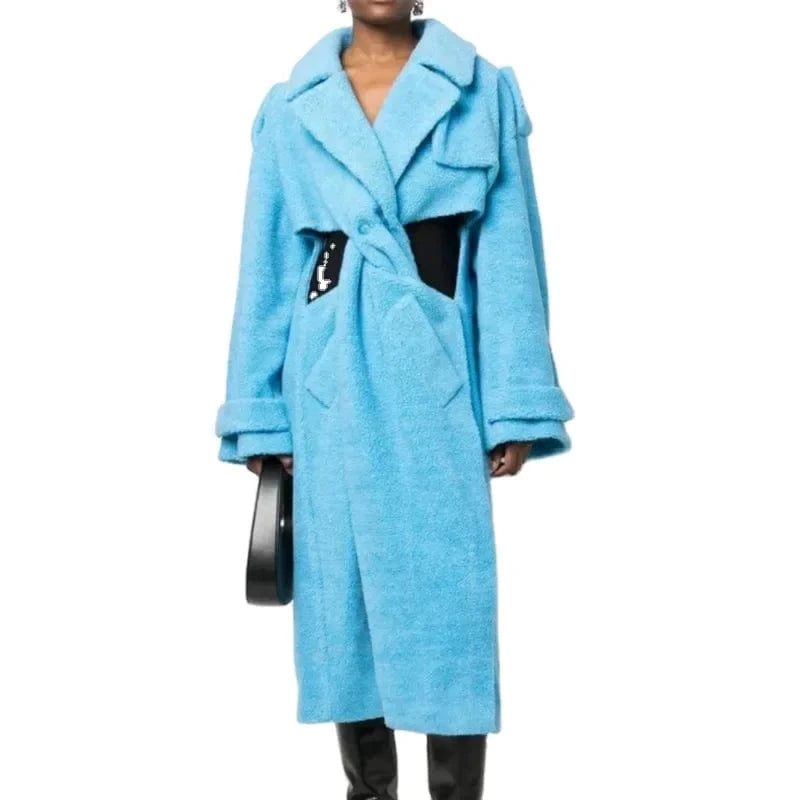 Winter 2023 New arrival women fashionable long sleeve asymmetrical design teddy fur women long coats