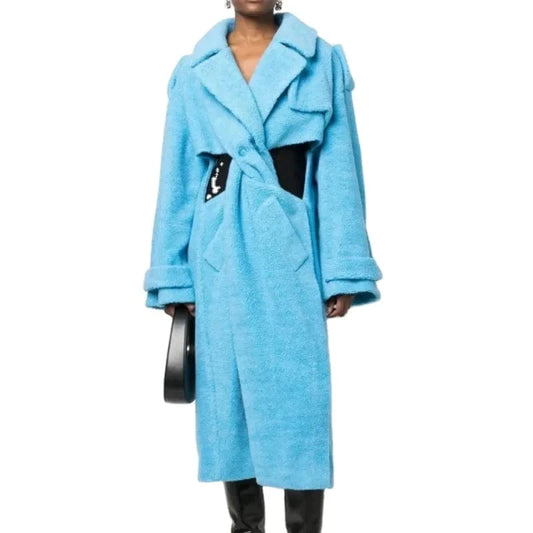 Winter 2023 New arrival women fashionable long sleeve asymmetrical design teddy fur women long coats