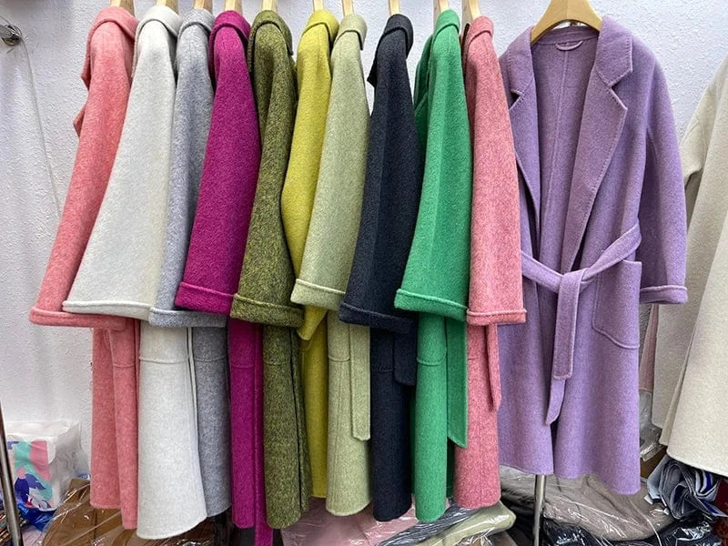 Winter Belted Long Wool Coat Elegant Handmade Overcoat Long Cashmere Coat for Women