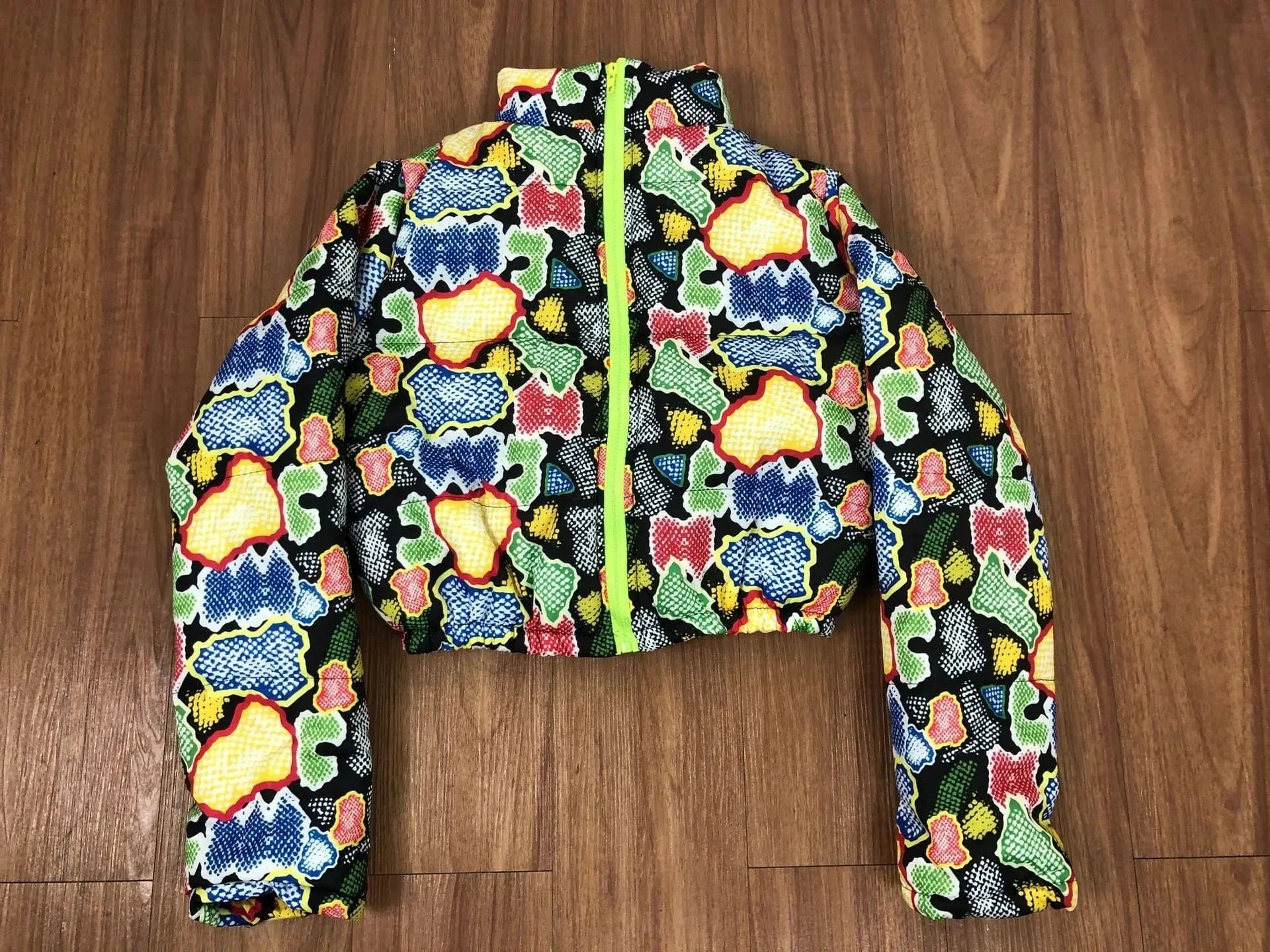 Winter Clothes Fashion Zip Up Puffy Jacket Ladies Outdoor Puffer Jackets Zipper Cropped Bubble Down Coat for Women