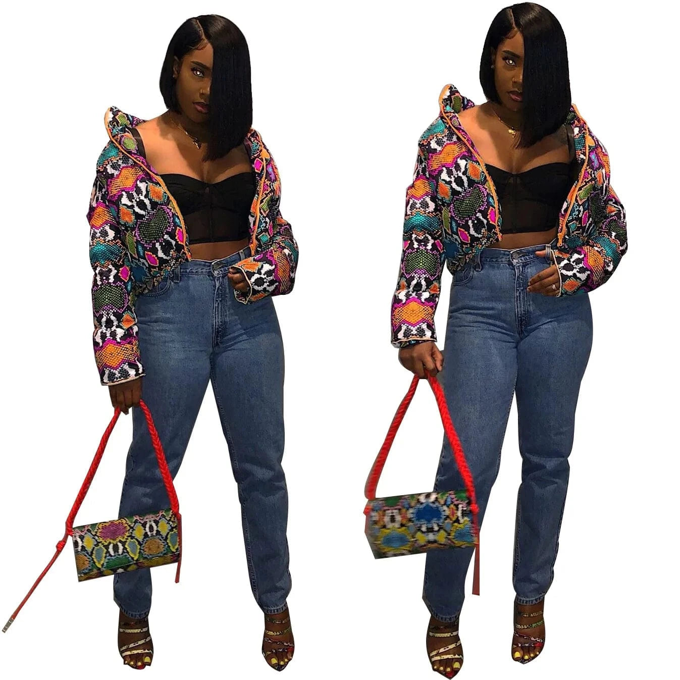 Winter Clothes Fashion Zip Up Puffy Jacket Ladies Outdoor Puffer Jackets Zipper Cropped Bubble Down Coat for Women