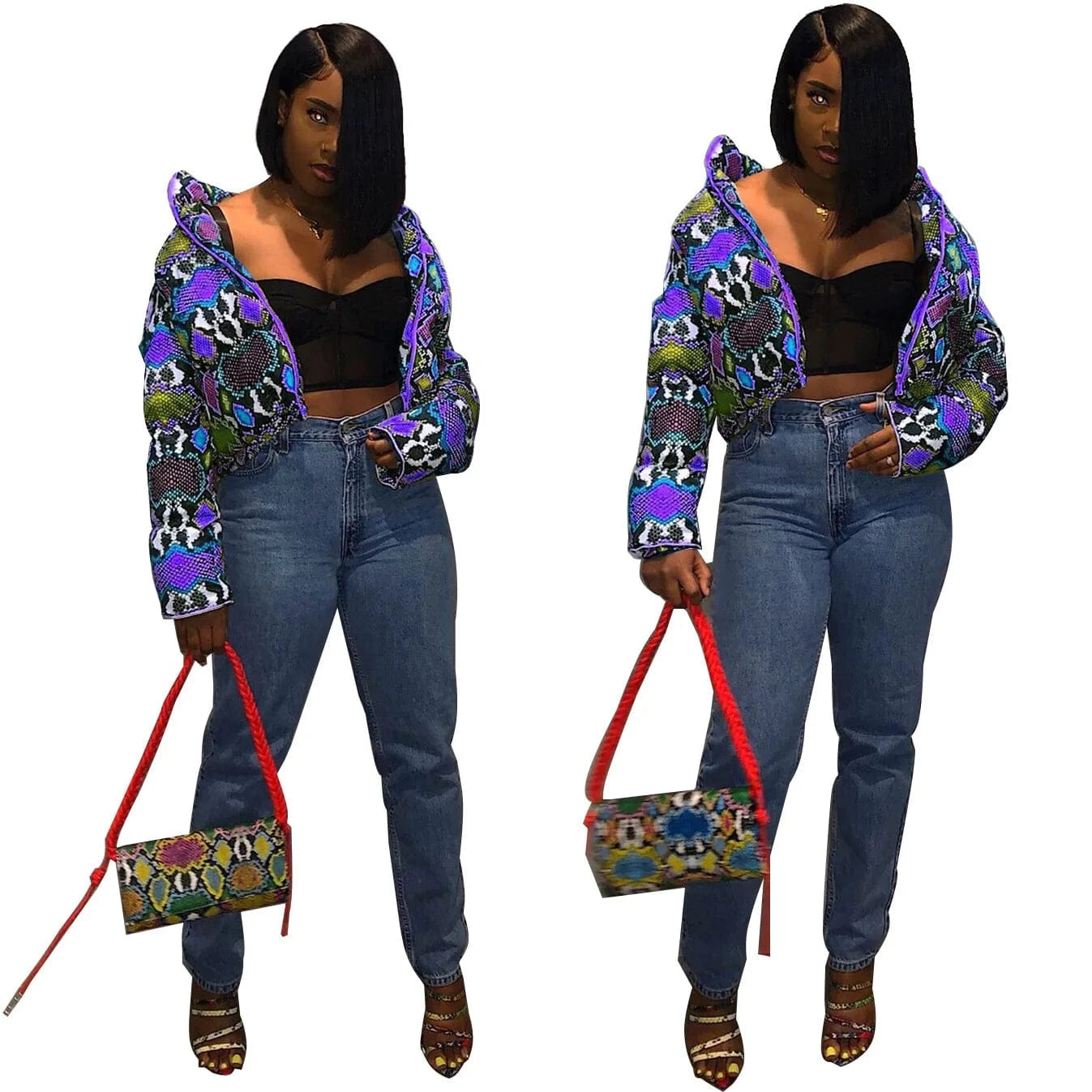 Winter Clothes Fashion Zip Up Puffy Jacket Ladies Outdoor Puffer Jackets Zipper Cropped Bubble Down Coat for Women