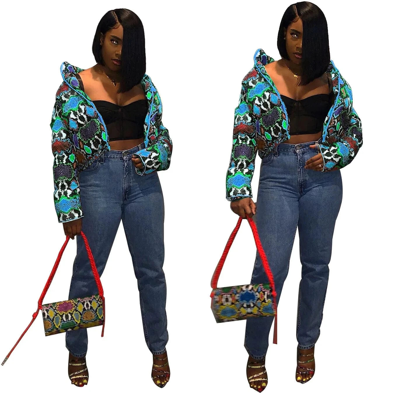 Winter Clothes Fashion Zip Up Puffy Jacket Ladies Outdoor Puffer Jackets Zipper Cropped Bubble Down Coat for Women