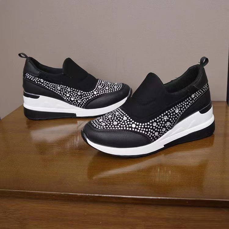 Winter new arrival fashion luxury customized lady casual shoes slip on comfortable high increasing wadge heels customized shoes