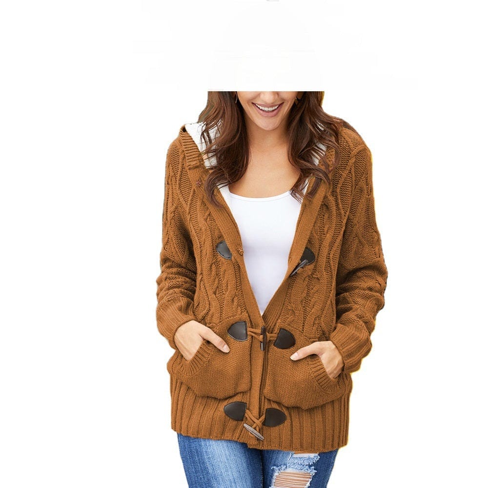 Winter Thicken Warm Knitted Cardigan Female Casual Sweater Jacket Loose Outerwear Pockets Knitwear Coat Sweaters Women Stylish