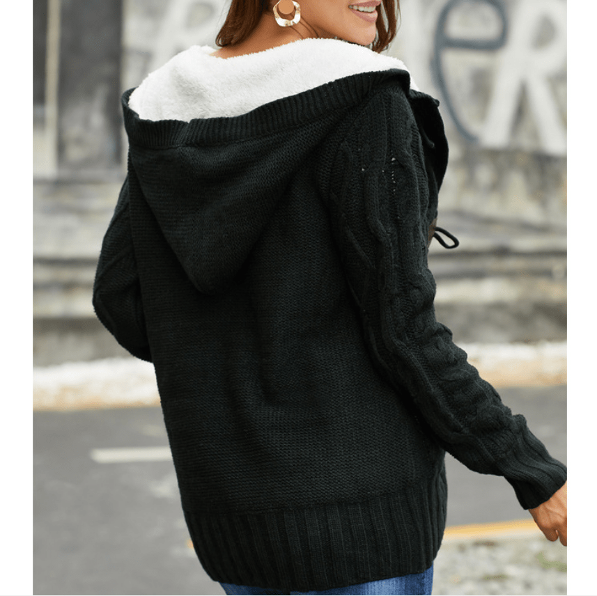 Winter Thicken Warm Knitted Cardigan Female Casual Sweater Jacket Loose Outerwear Pockets Knitwear Coat Sweaters Women Stylish
