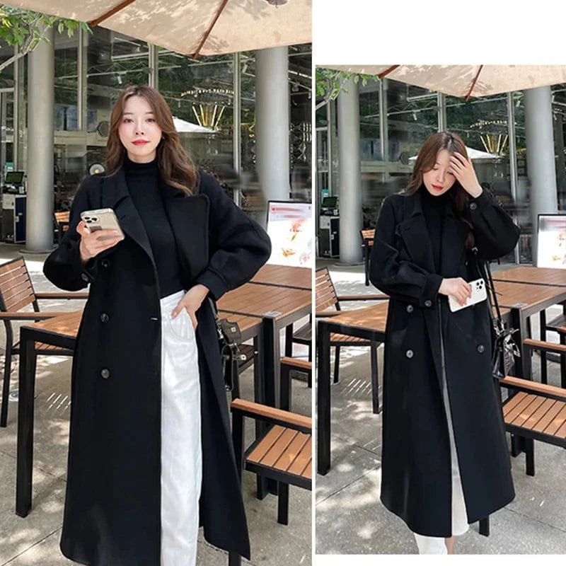 Winter Warm Thick Genuine Lamb Wool Overcoat Long Women Cashmere Coats