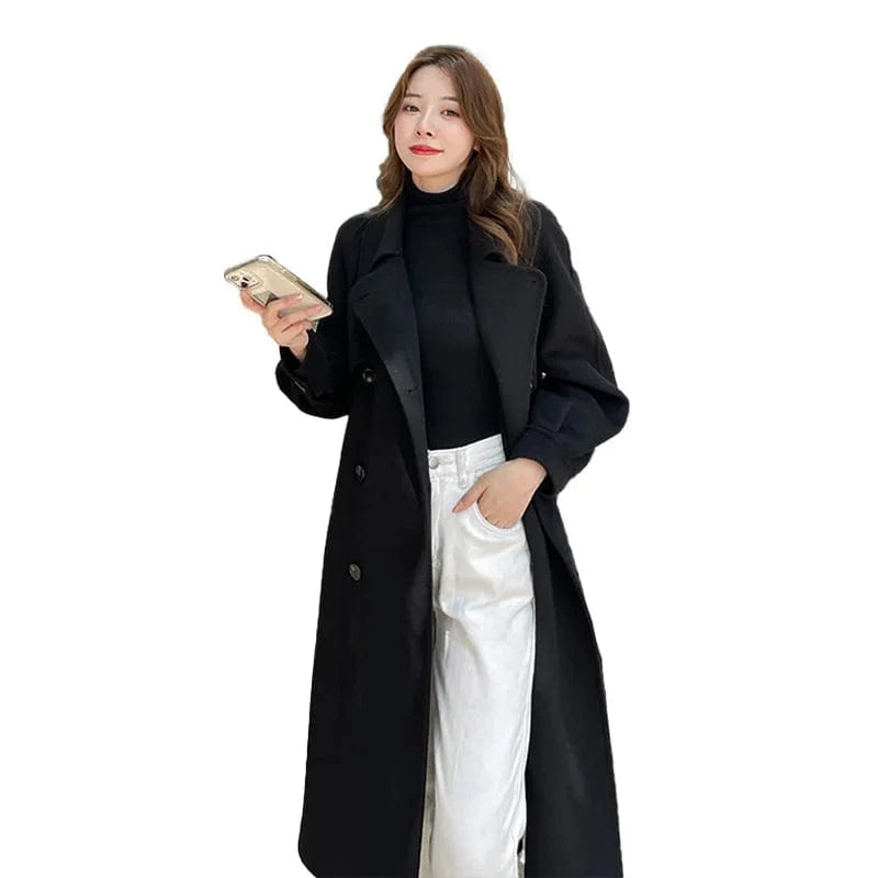 Winter Warm Thick Genuine Lamb Wool Overcoat Long Women Cashmere Coats