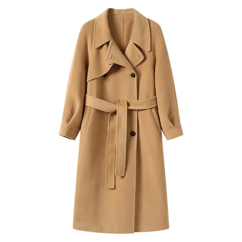 Winter Warm Thick Genuine Lamb Wool Overcoat Long Women Cashmere Coats
