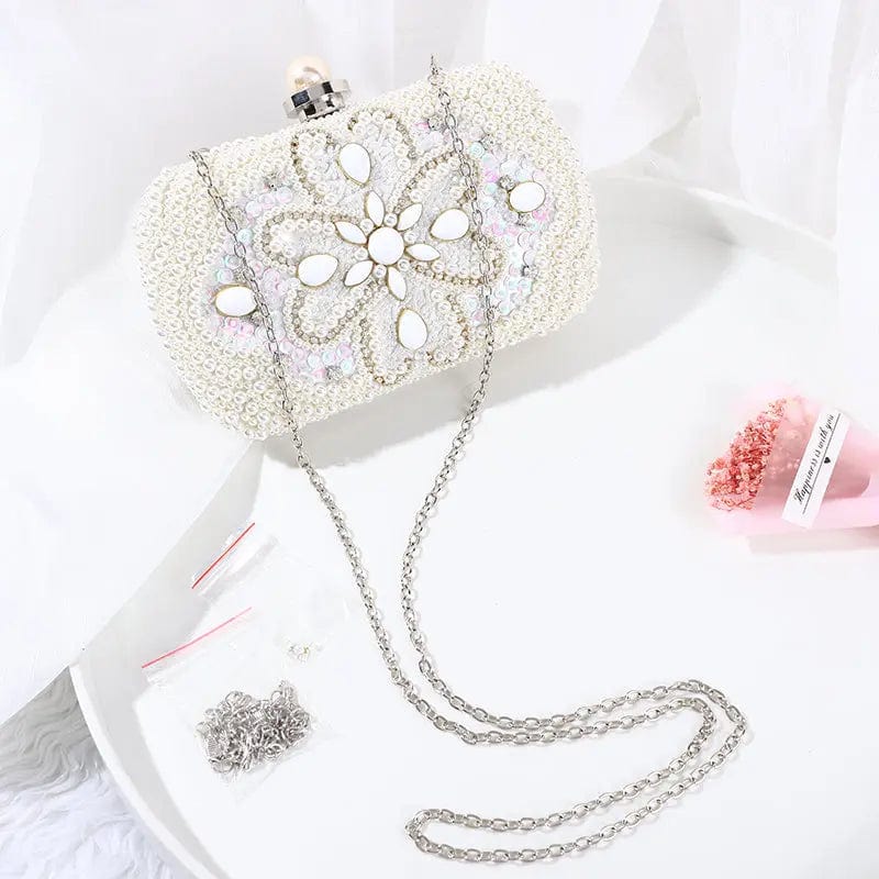 Winter White Factory Wholesale Ladies Portable Messenger Designer Luxury Handbag Elegant Rhinestone Laser Sequin Beaded Handbag Evening Bag