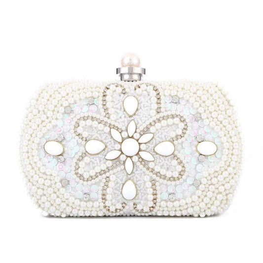 Winter White Factory Wholesale Ladies Portable Messenger Designer Luxury Handbag Elegant Rhinestone Laser Sequin Beaded Handbag Evening Bag