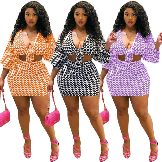 Woman 2 Piece Fall Skirt Set Modest Skirt and Crop Top and Mini Skirts Two Piece Set Outfit Plus Size 5xl Woman Dress