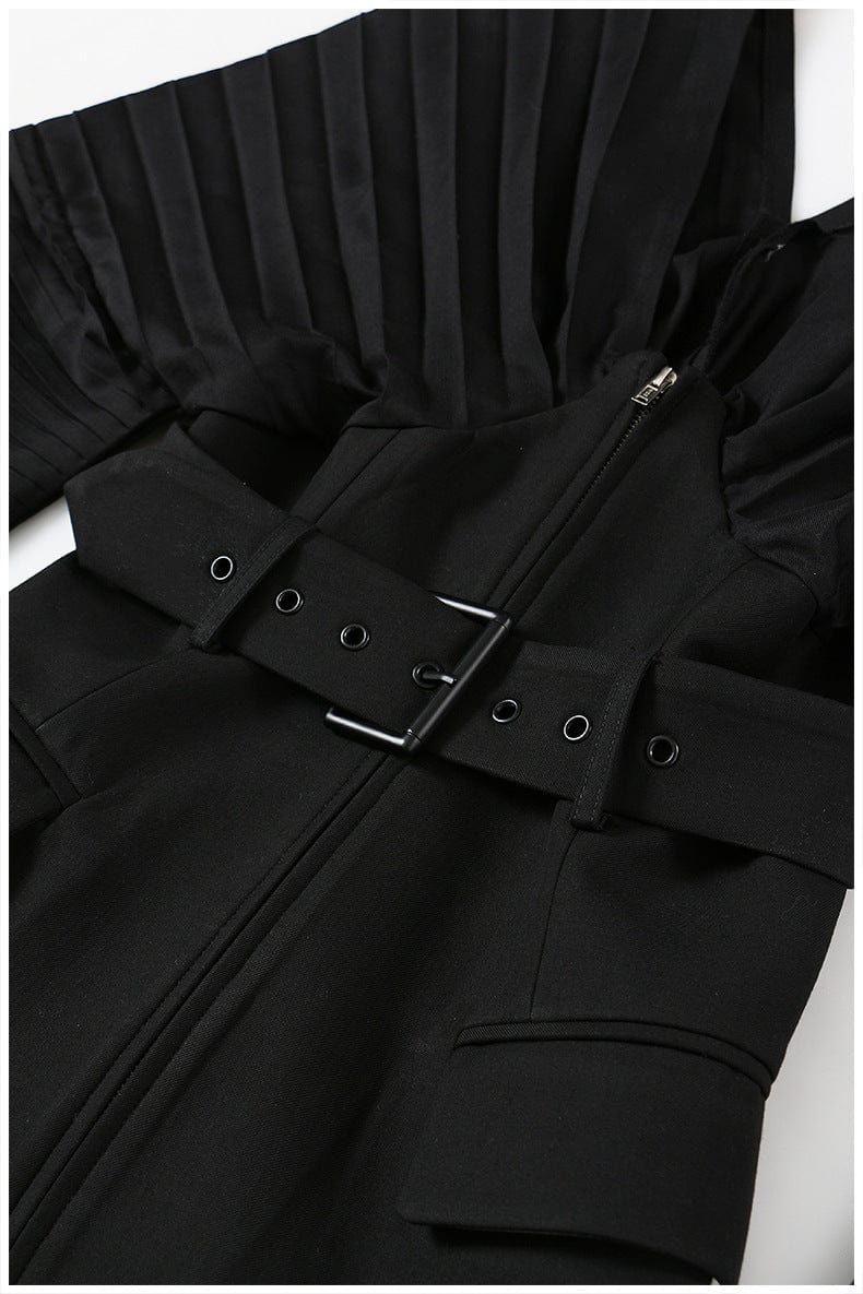 Woman Clothing Oversized Design Ruched Draped Zippers black Color Shirt Coat Casual Women's Jackets