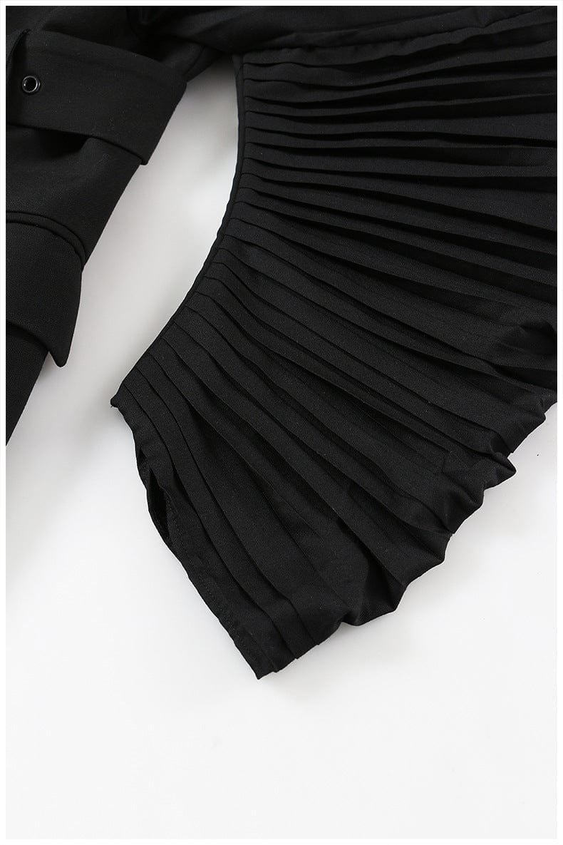Woman Clothing Oversized Design Ruched Draped Zippers black Color Shirt Coat Casual Women's Jackets