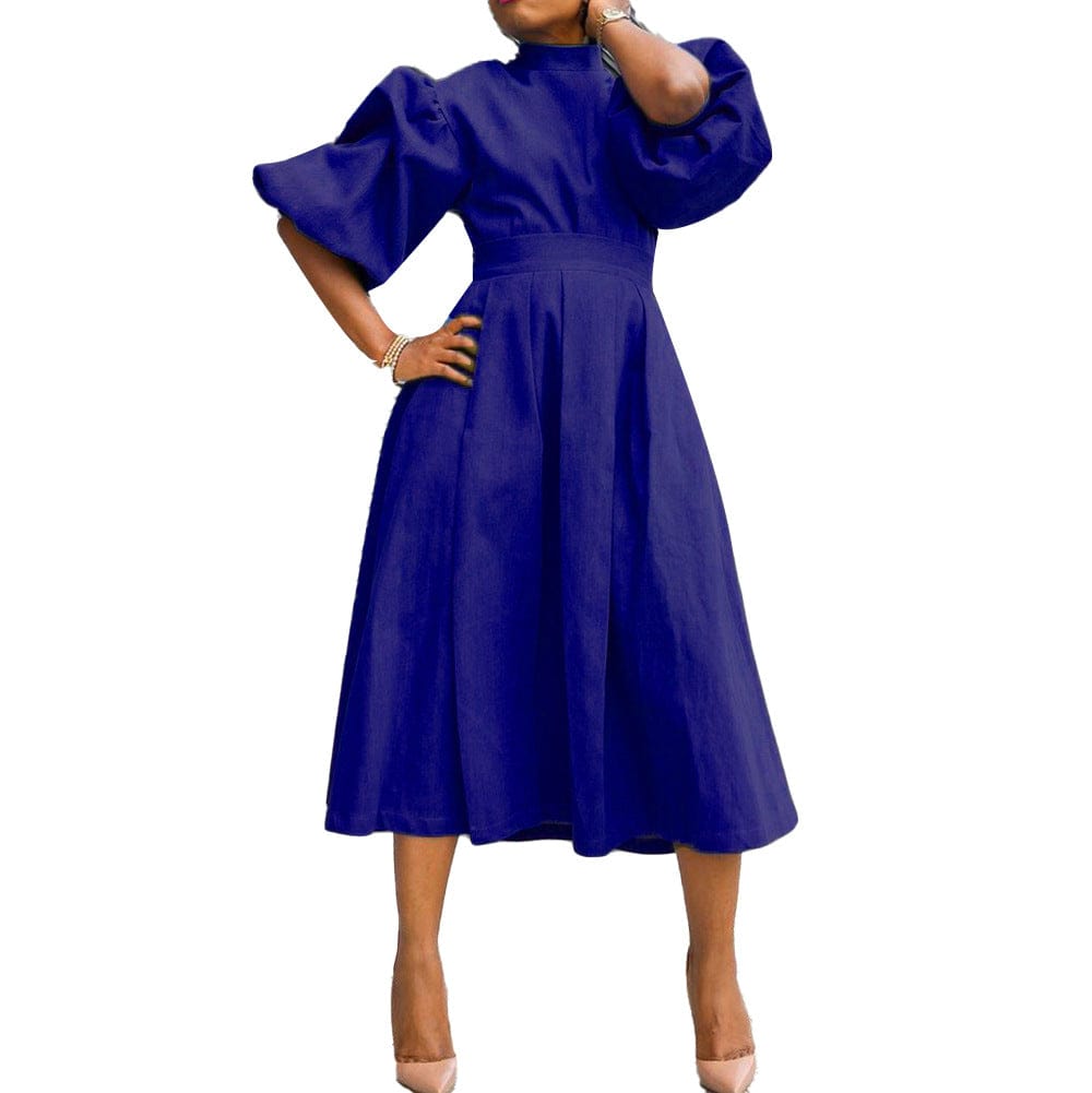 Woman Plus Size Casual Dresses Puff Short Sleeve Pullover Dress Africa Clothing