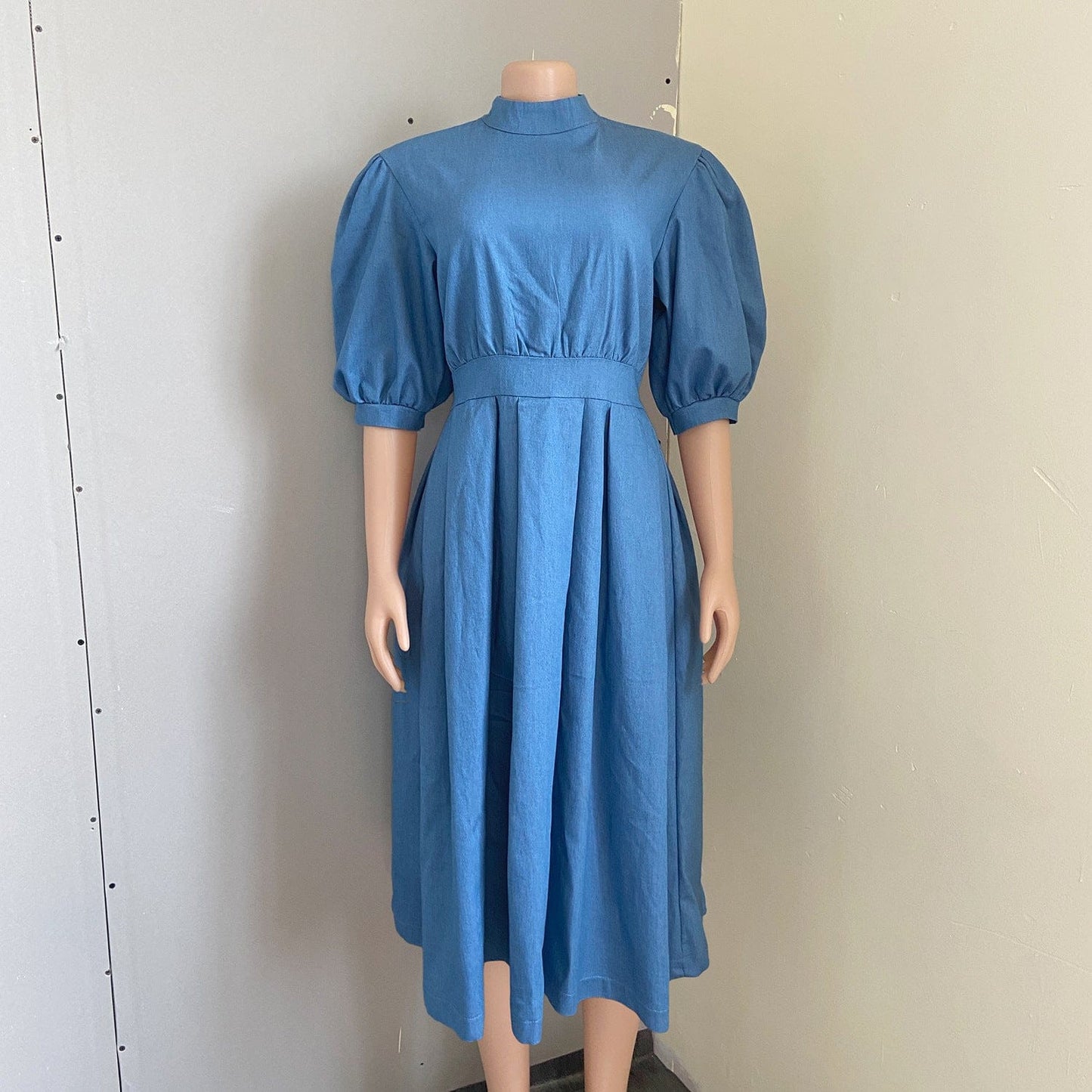 Woman Plus Size Casual Dresses Puff Short Sleeve Pullover Dress Africa Clothing