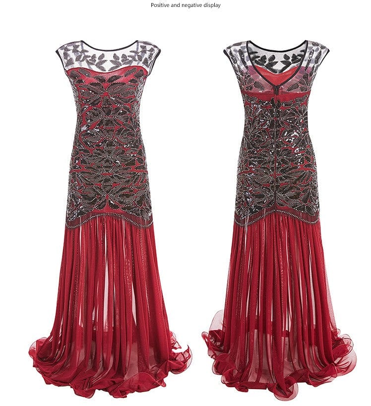 Women 1920s Great Gatsby Long Flapper Dresses Vintage V Neck Sleeveless Maxi Party Dress Evening Prom Cocktail Y11276