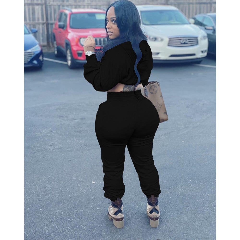 Women 2 Piece Outfits Workout Tracksuit Long Sleeve Crop Top Jogger Pants Set Sportswear Sweatsuit