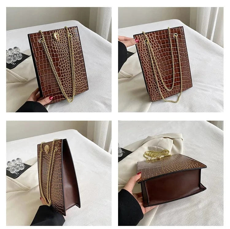 Women Bag Vintage Crocodile Pattern Crossbody Bags for Women PU Leather Trend Designer Shoulder Handbags Large Capacity Bucket