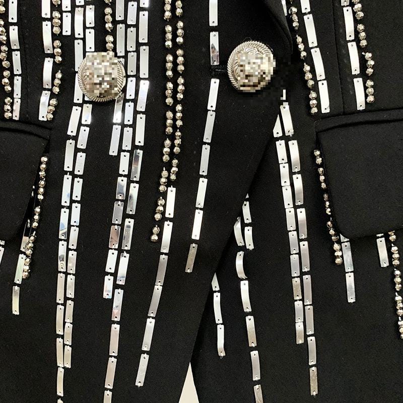 Women Blazer Sequined Long Sleeve Double Breasted Ladies Suit Coat Vintage Female Jacket Tops Spring Autumn 2022 New