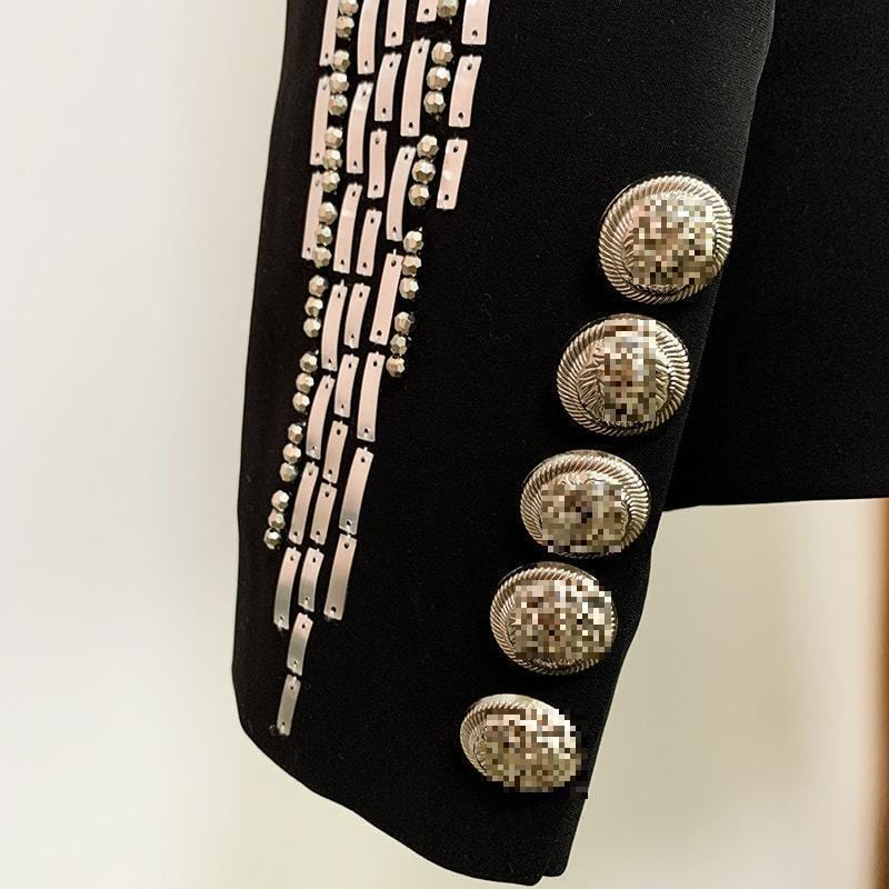 Women Blazer Sequined Long Sleeve Double Breasted Ladies Suit Coat Vintage Female Jacket Tops Spring Autumn 2022 New