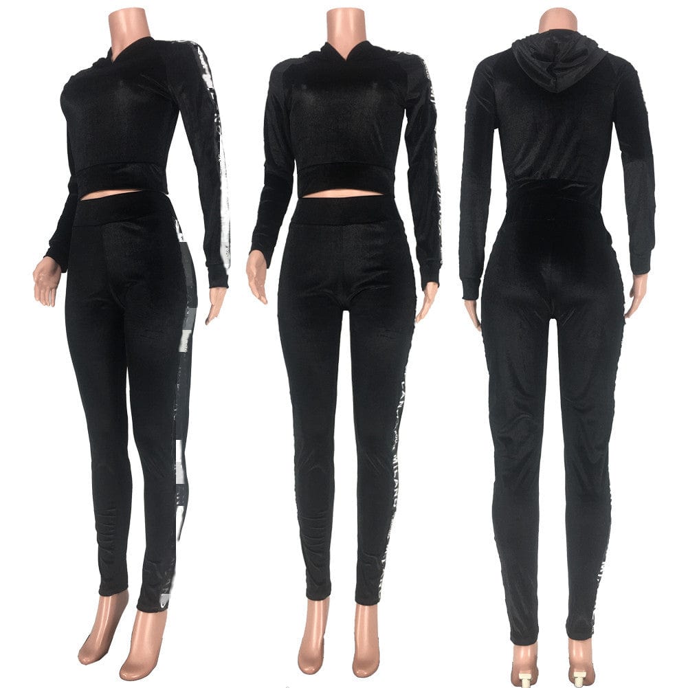 Women Casual 2 Piece Outfits Sexy Bodycon Long Sleeve Crop Top with Long Legging Pants Tracksuit Set Jumpsuits