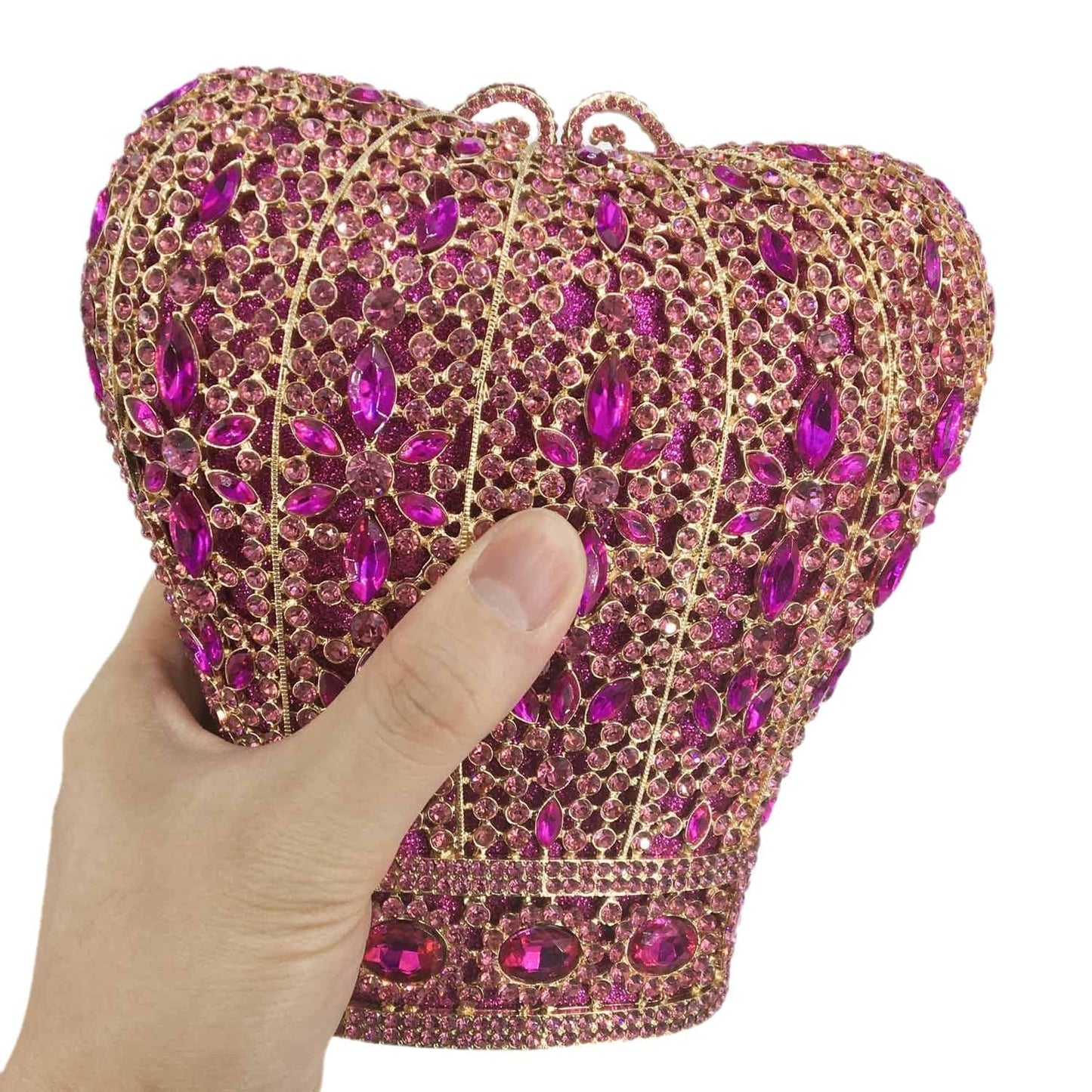 Women Crystal Clutch Evening Purses and Handbags Bridal Handbag Wedding Diamond Crown Shape Party Bag