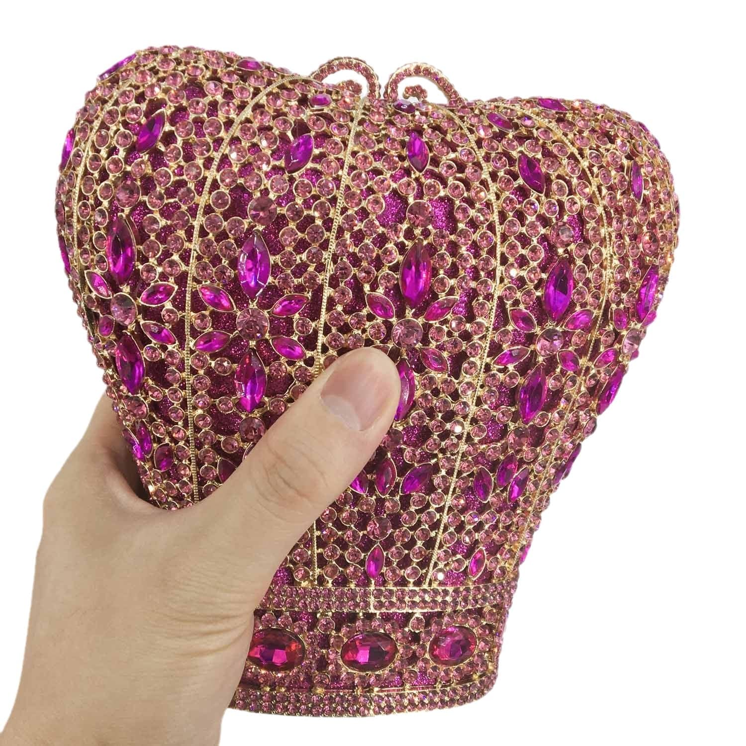 Women Crystal Clutch Evening Purses and Handbags Bridal Handbag Wedding Diamond Crown Shape Party Bag