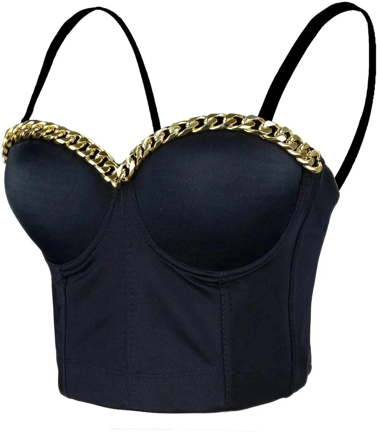 Women Double-layer mesh sling corset Thin Slim Sling Bra Sexy Bustiers With Chain Decoration