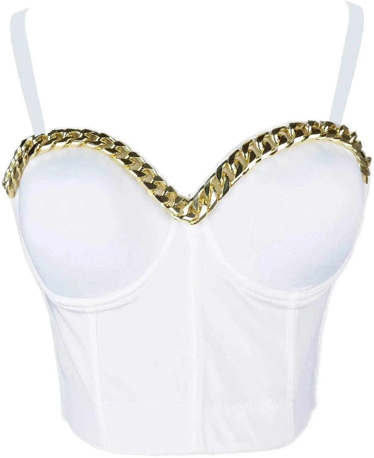 Women Double-layer mesh sling corset Thin Slim Sling Bra Sexy Bustiers With Chain Decoration