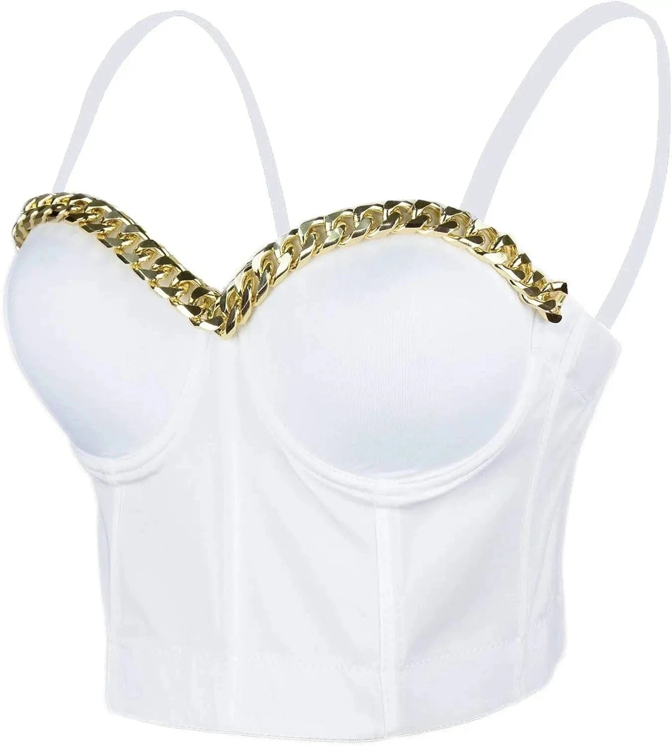 Women Double-layer mesh sling corset Thin Slim Sling Bra Sexy Bustiers With Chain Decoration