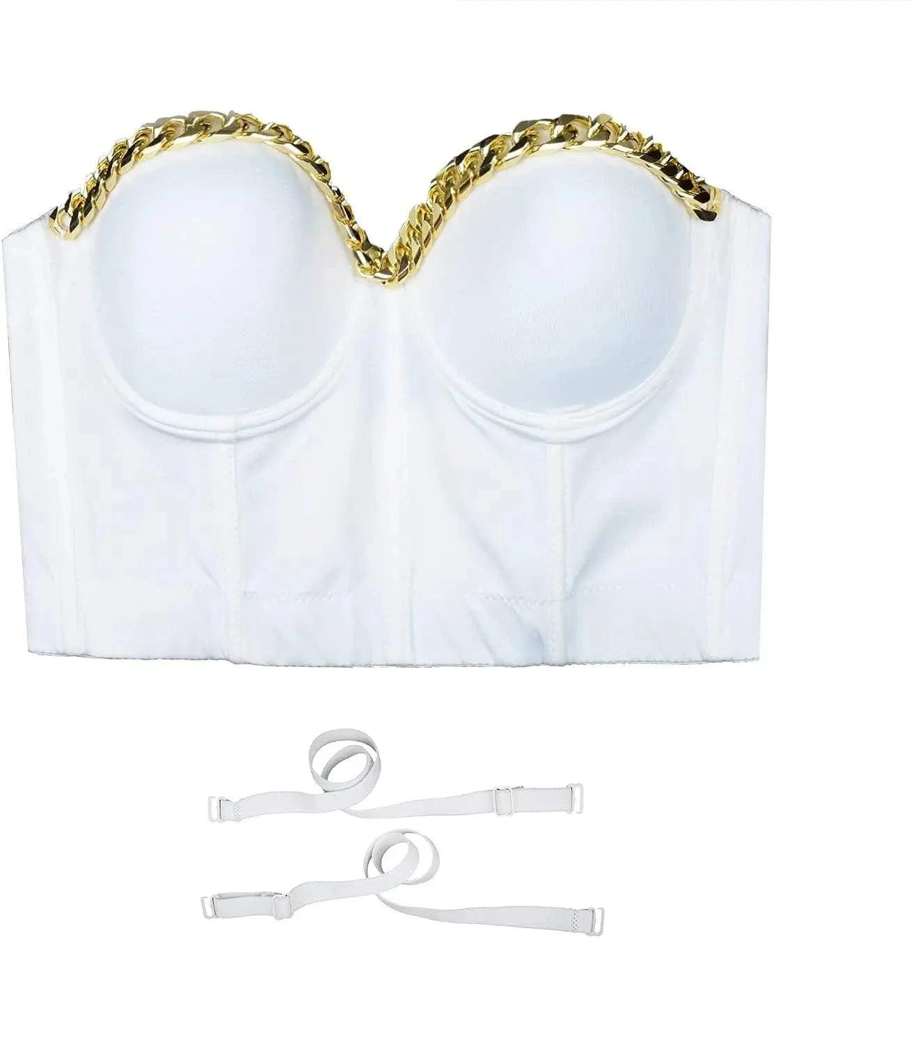 Women Double-layer mesh sling corset Thin Slim Sling Bra Sexy Bustiers With Chain Decoration