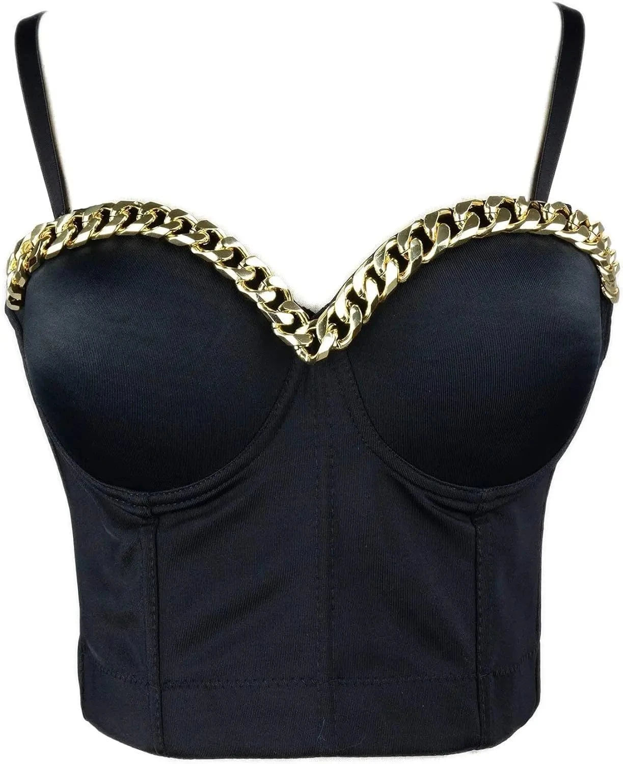 Women Double-layer mesh sling corset Thin Slim Sling Bra Sexy Bustiers With Chain Decoration
