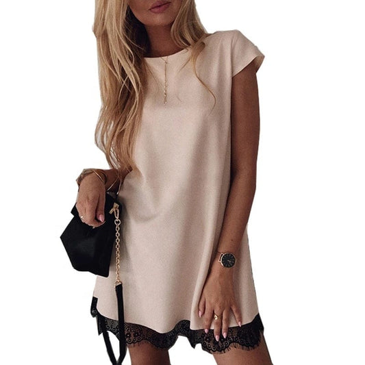 Women Dress Short Sleeve Straight Lace Mini Party Dresses Summer Elegant Robe Femme Womens Clothing 2022