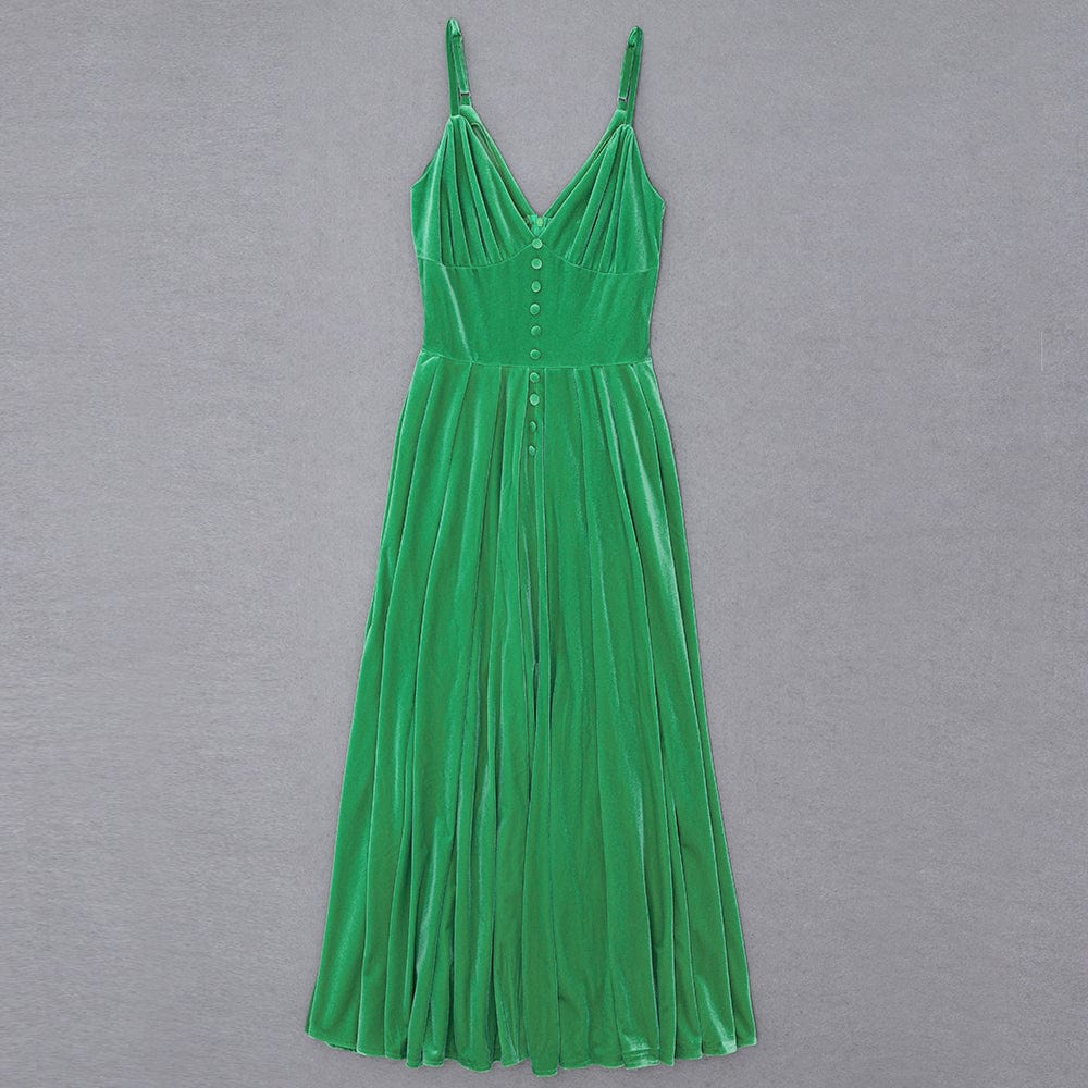 Women Dropship Dresses Velvet Maxi Green Dress Summer Mint Strap Long Dress