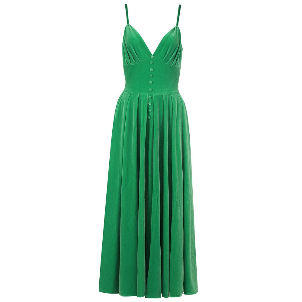 Women Dropship Dresses Velvet Maxi Green Dress Summer Mint Strap Long Dress