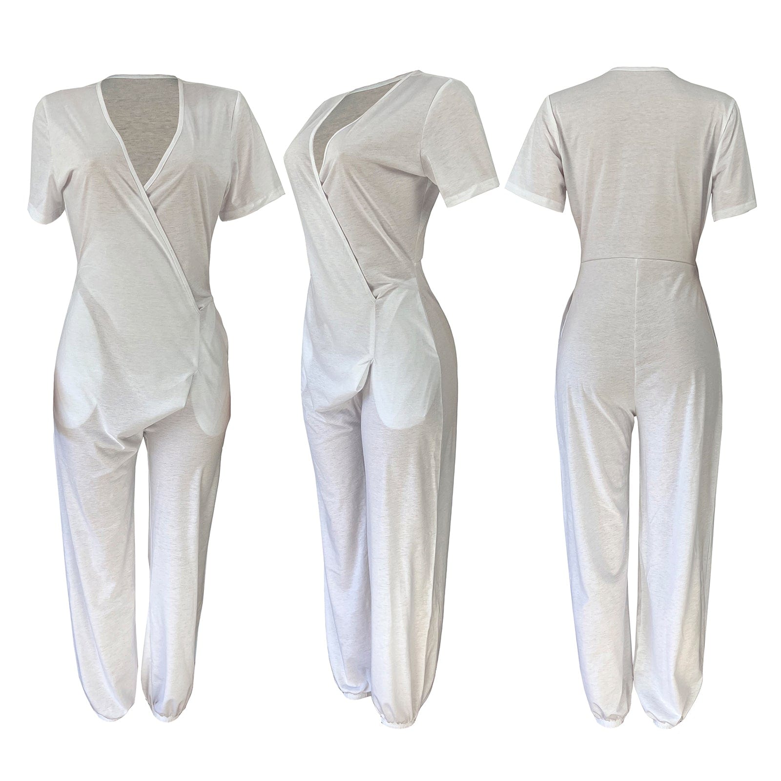 Women Fall Fashion 2022 Solid Color Deep V Jumpsuit Office Irregular Women Rompers And Jumpsuit Rompers