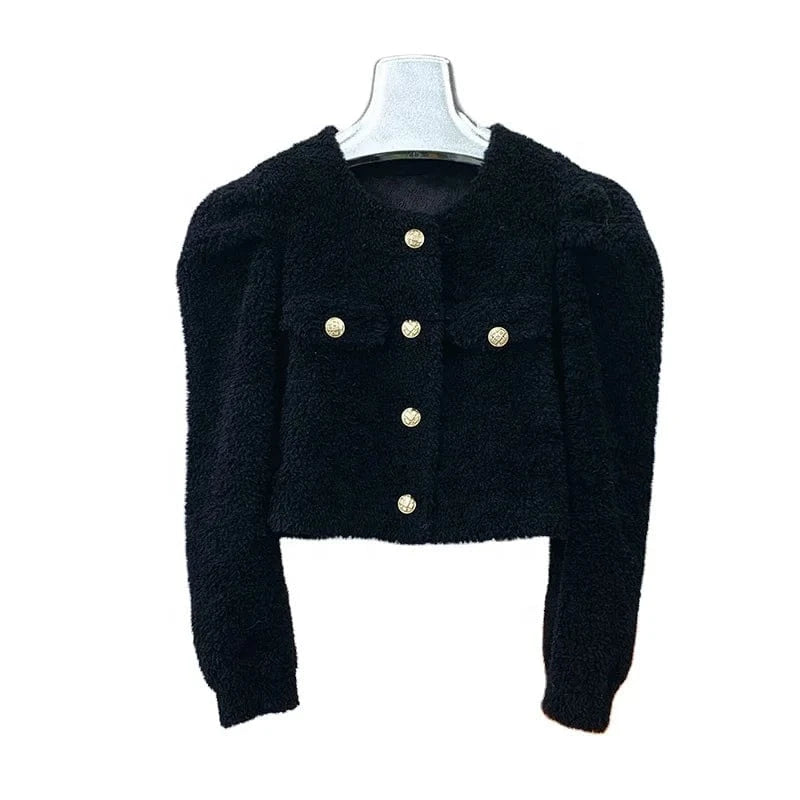 Women Girl Sheep Shearling Warm Short Fashion Coat Female Lamb Wool Fur Winter Parka Overcoat JT3197