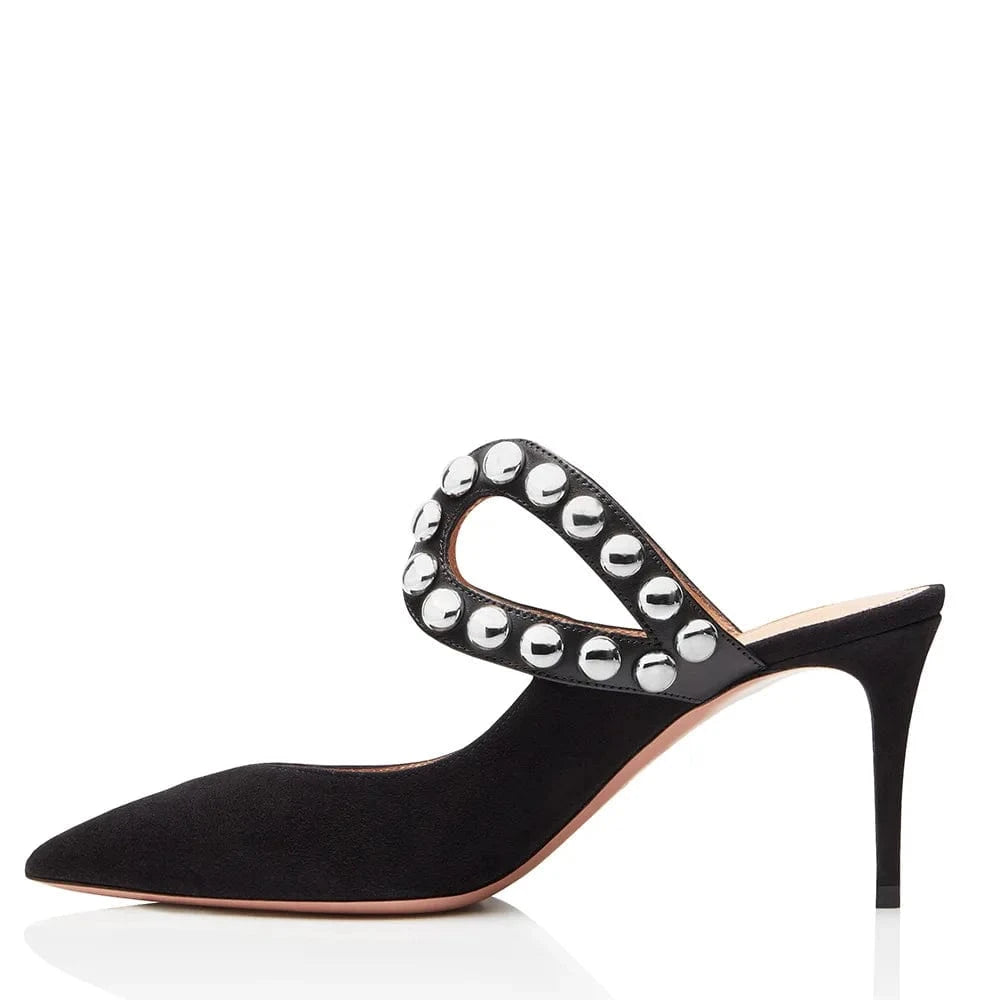 Women High Heel Sandals Pointed Thin High Heel Rhinestone Slippers Women Wedding Slippers Mueller Party Women Shoes