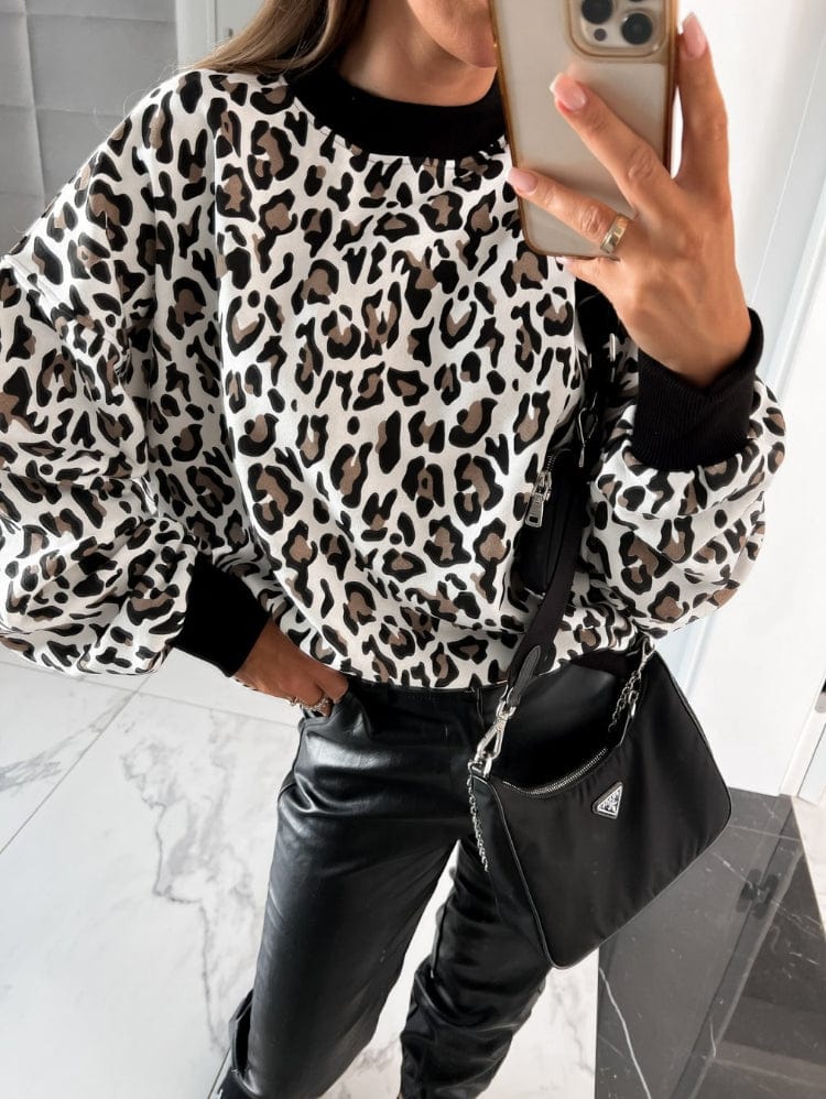 Women Hoodies 2023 Autumn Winter Retro Sweatshirts Female Casual Long Sleeve Top Leopard Plaid Zebra Sweatshirt Hoodies