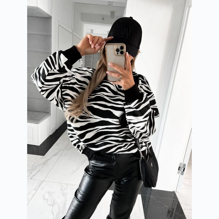 Women Hoodies 2023 Autumn Winter Retro Sweatshirts Female Casual Long Sleeve Top Leopard Plaid Zebra Sweatshirt Hoodies