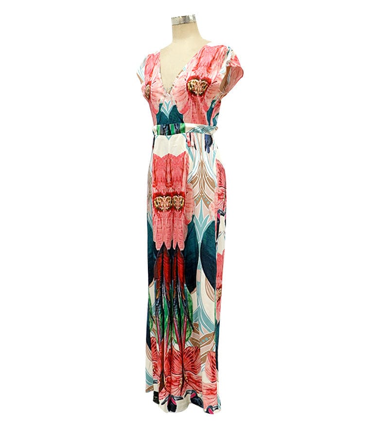 Women Jumpsuit V-neck Sleeveless Print Rompers Womens Jumpsuit Vintage Sexy Plus Size Long Jumpsuits 2022 New Arrival