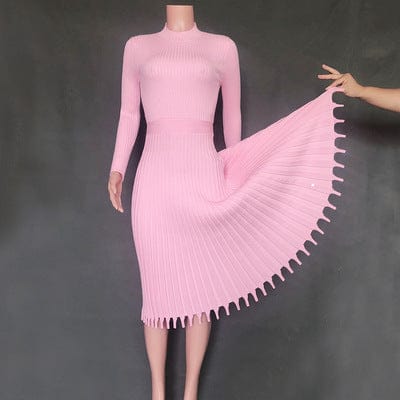 Women Knitted Long Dress Autumn Winter Slim Sleeve Ladies Dresses Elegant Party Female Sweater Dress 10 colors Coldker